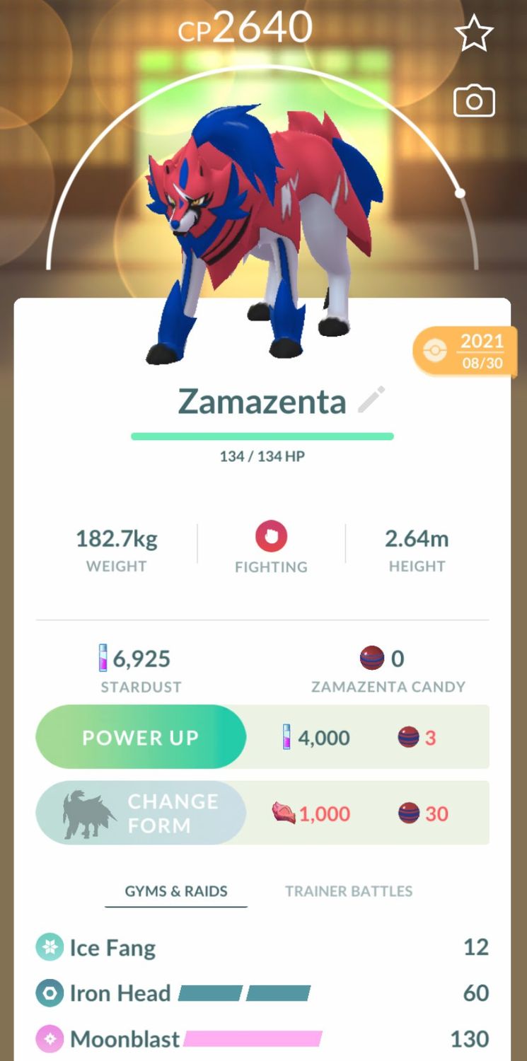 Zamazenta Lv25 with 2nd Charge Move Unlocked Trade - Pokemon GO Trade