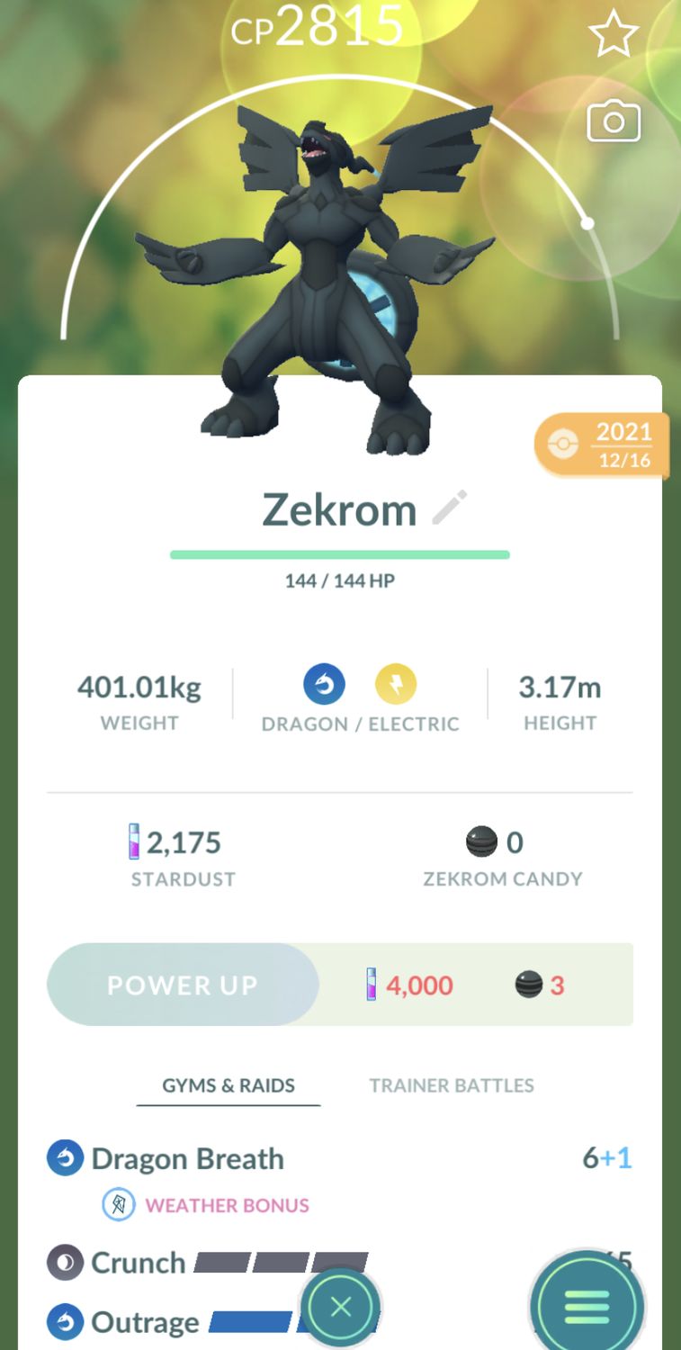 Zekrom Lv25 with 2nd Charge Move Unlocked Trade - Pokemon GO Trade
