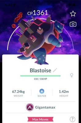 Blastoise Gigantamax with Background Trade - Pokemon GO Trade