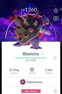 Shiny Blastoise Gigantamax with Background Trade - Pokemon GO Trade