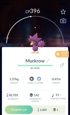 Shiny Murkrow 2019 Trade (Guaranteed Lucky) - Pokemon GO Trade