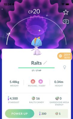 Shiny Ralts (Female) 2019 Trade (Guaranteed Lucky) - Pokemon GO Trade