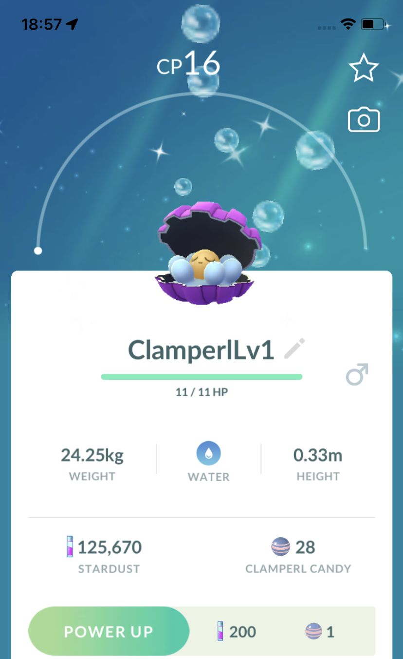 Shiny Clamperl Lv1 Trade - Pokemon GO Trade