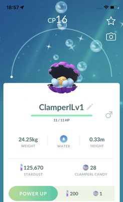 Shiny Clamperl Lv1 Trade - Pokemon GO Trade
