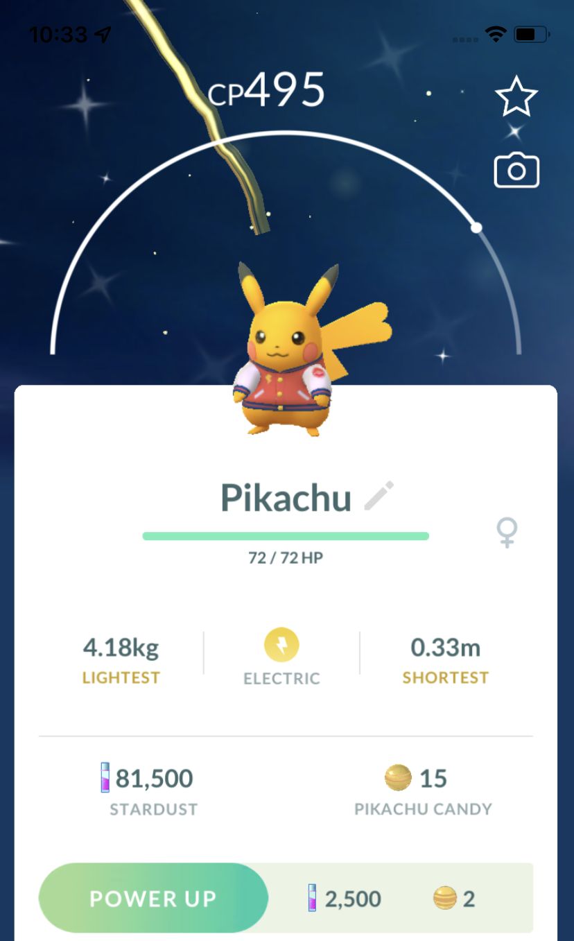 Shiny Pikachu with Red Jacket - Pokemon GO Trade