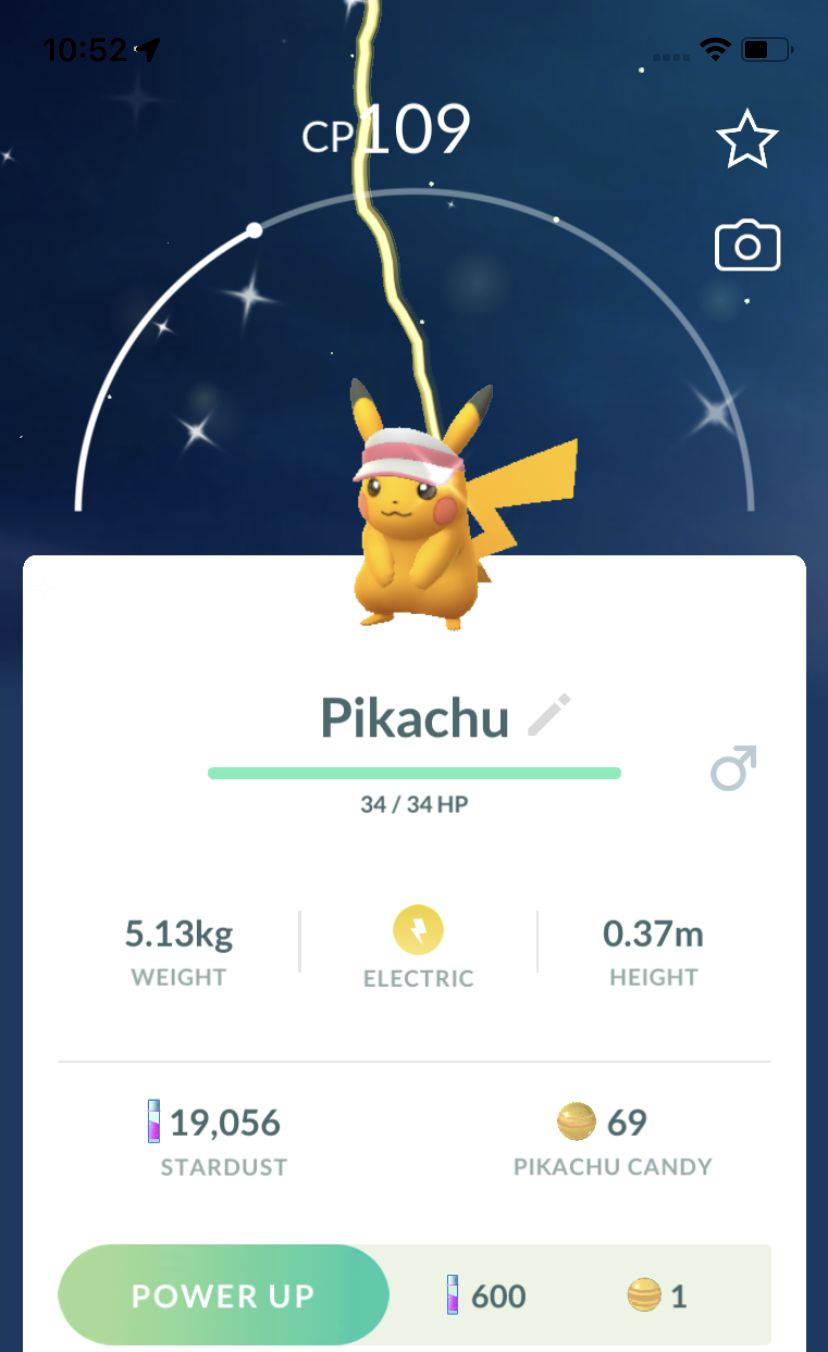 Shiny Pikachu with White Visor - Pokemon GO Trade