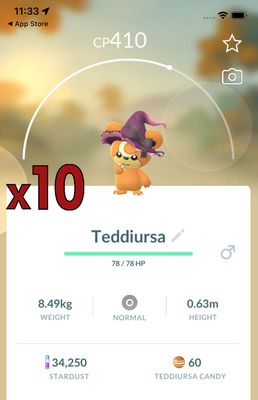 Teddiursa (Halloween Costumes) Trades [x10] - Pokemon GO Trade