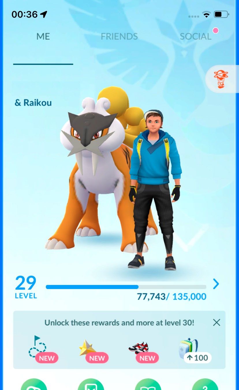 Premium Pokemon GO Account - Shiny Raikou + 30x Legendary Pokemon &amp; 80k Stardust !!