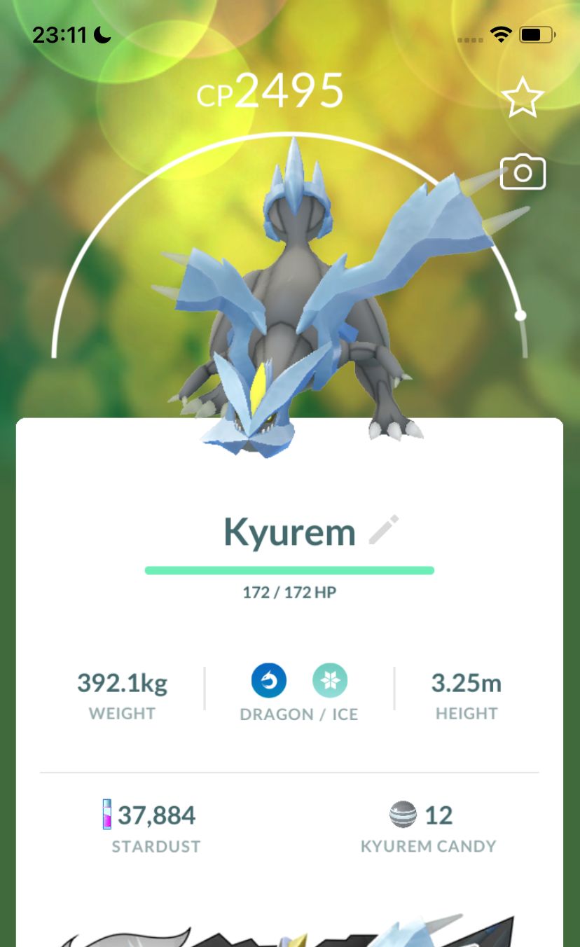 Kyurem Lv25 with Glaciate Charge Move Trade - Pokemon GO Trade