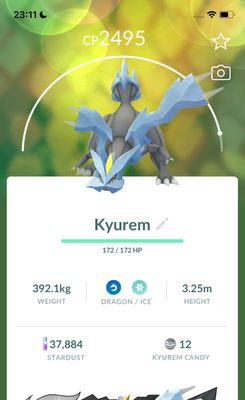 Kyurem Lv25 with Glaciate Charge Move Trade - Pokemon GO Trade