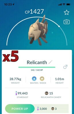 Relicanth [x5] - Pokemon GO Trade