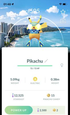 Snorkel Pikachu with Honolulu Background Trade - Pokemon GO Trade