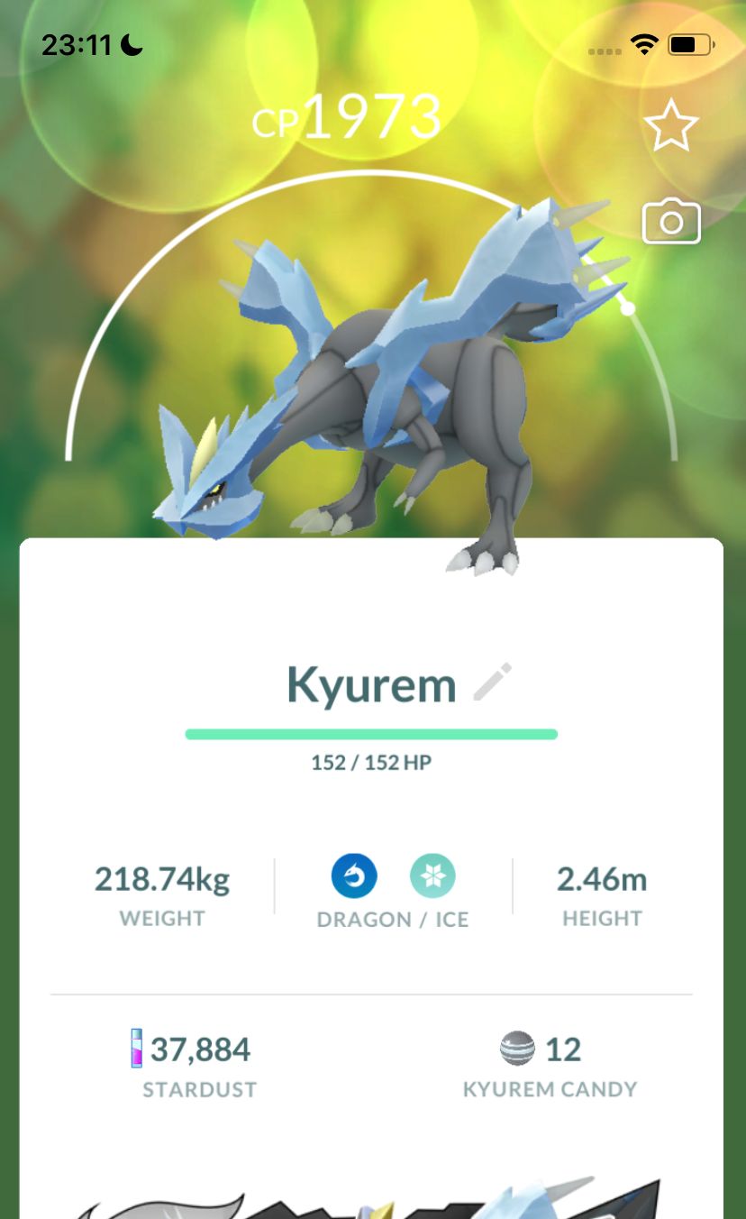 Kyurem Lv20 with Glaciate Charge Move Trade - Pokemon GO Trade