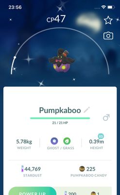 Shiny Pumpkaboo Halloween Costumes (XS Height) Trade - Pokemon GO Trade