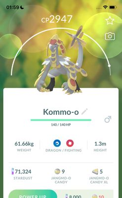 Kommo-o Lv35 Trade - Pokemon GO Trade