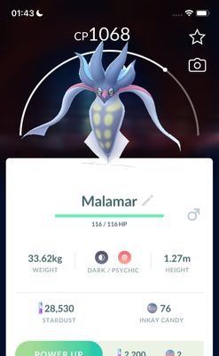 #687 Malamar Trade Service - Pokemon GO Trade