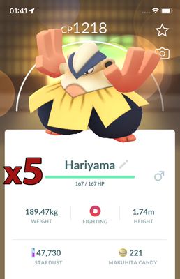 Hariyama [x5] - Pokemon GO Trade Service