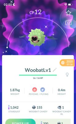 Shiny Woobat Lv1 2020 Trade (Guaranteed Lucky) - Pokemon GO Trade