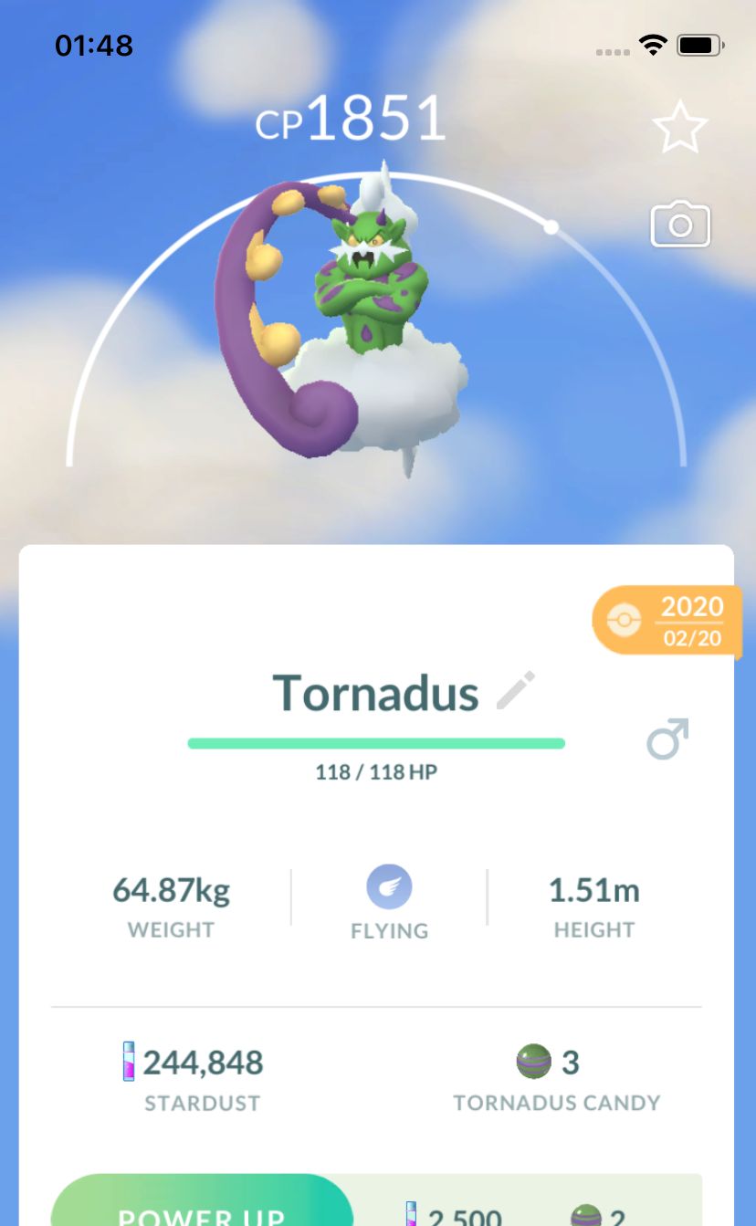 Tornadus Incarnate Form 2020 Trade (Guaranteed Lucky) - Pokemon GO Trade
