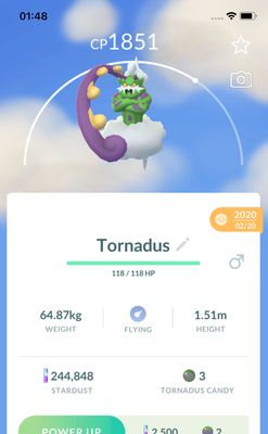 Tornadus Incarnate Form 2020 Trade (Guaranteed Lucky) - Pokemon GO Trade
