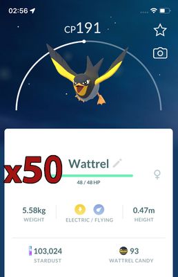 Wattrel Trades [x50] - Pokemon GO Trade Service