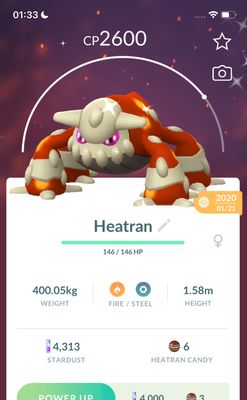 Shiny Heatran 2020 Trade (Guaranteed Lucky) - Pokemon GO Trade
