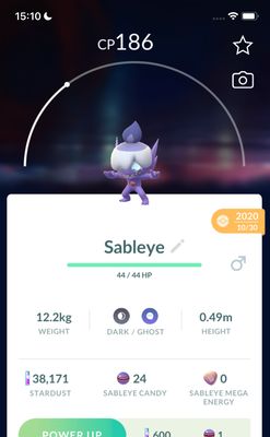 Sableye with Litwick Hat Costumes 2020 (Guaranteed Lucky) - Pokemon GO Trade