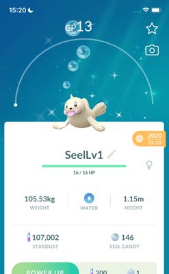 Shiny Seel Lv1 2020 Trade (Guaranteed Lucky) - Pokemon GO Trade