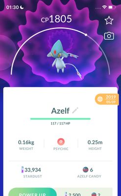 Azelf 2019 Trade (Guaranteed Lucky) - Pokemon GO Trade