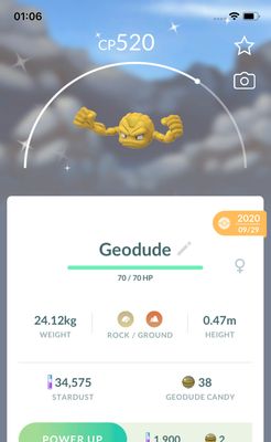 Shiny Geodude 2020 Trade (Guaranteed Lucky) - Pokemon GO Trade