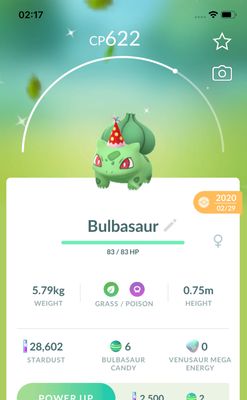 Shiny Bulbasaur Party Hat 2020 Trade (Guaranteed Lucky) - Pokemon GO Trade