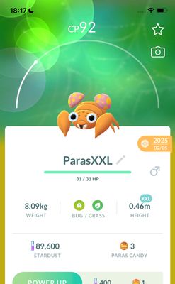 Paras (XXL Height) - Pokemon GO Trade Service