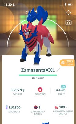 Zamazenta (XXL Height) Trade - Pokemon GO Trade