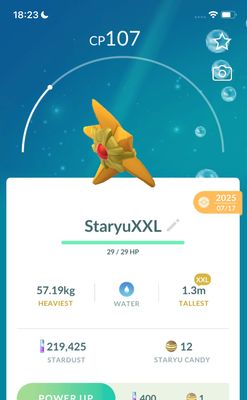 Staryu (XXL Height) - Pokemon GO Trade Service