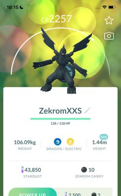 Zekrom (XXS Height) Trade - Pokemon GO Trade