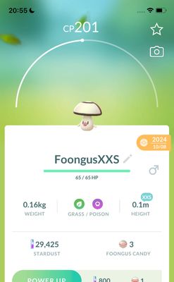 Foongus (XXS Height) - Pokemon GO Trade Service
