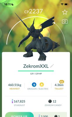 Zekrom (XXL Height) Trade - Pokemon GO Trade