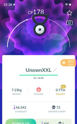 Unown V (XXL Height) - Pokemon GO Trade Service