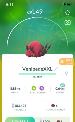 Venipede (XXL Height) - Pokemon GO Trade Service