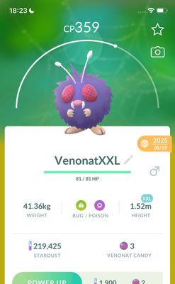 Venonat (XXL Height) - Pokemon GO Trade Service