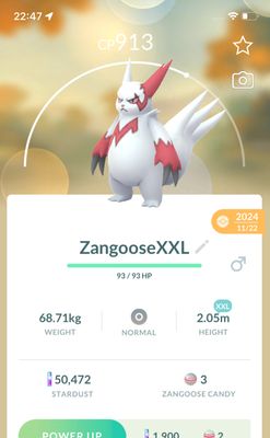 Zangoose (XXL Height) - Pokemon GO Trade Service