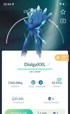 Dialga Origin Form (XXL Height) Trade - Pokemon GO Trade