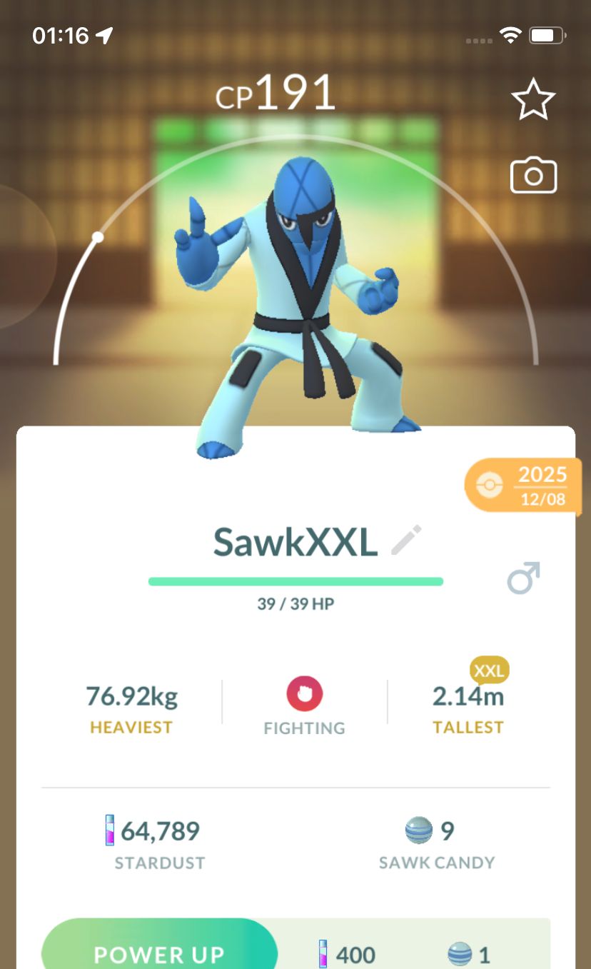 Sawk (XXL Height) - Pokemon GO Trade Service
