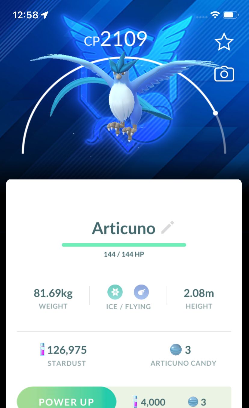 Articuno with Mystic Background - Pokemon GO Trade Service