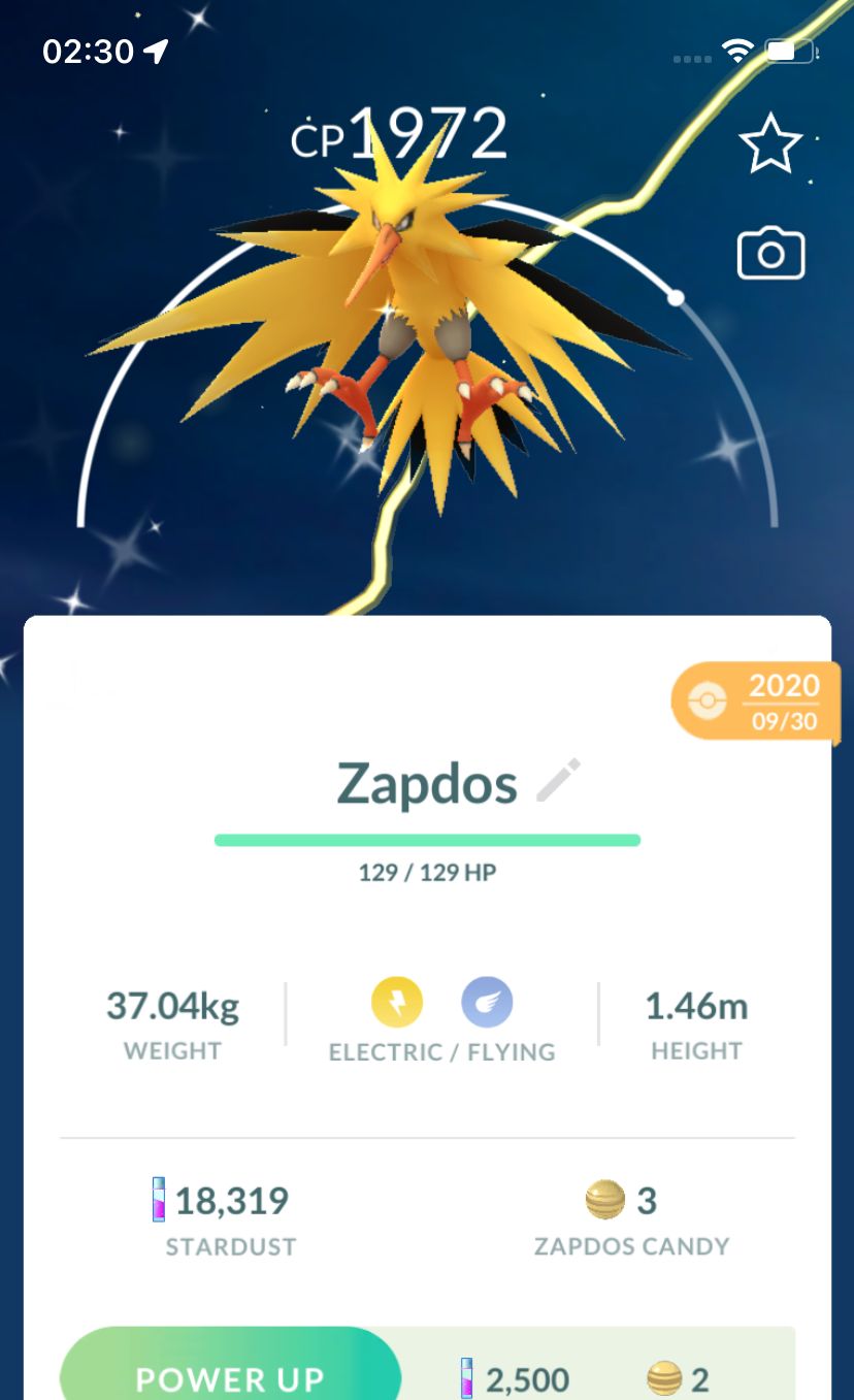 Shiny Zapdos 2020 Trade (Guaranteed Lucky) - Pokemon GO Trade
