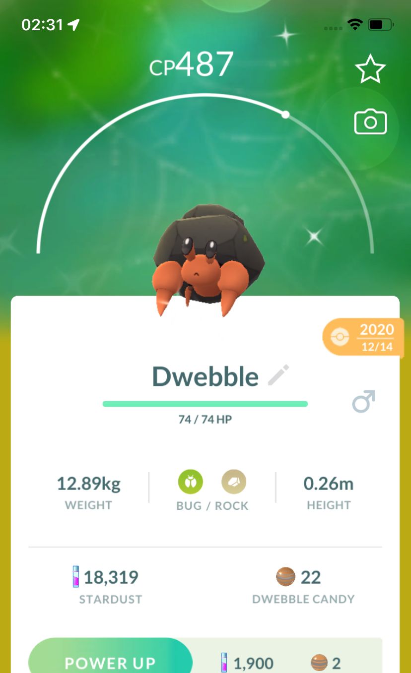 Shiny Dwebble 2020 Trade (Guaranteed Lucky) - Pokemon GO Trade