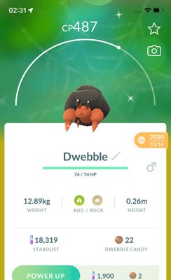 Shiny Dwebble 2020 Trade (Guaranteed Lucky) - Pokemon GO Trade