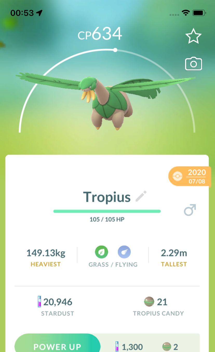 Tropius 2020 (Guaranteed Lucky) - Pokemon GO Trade