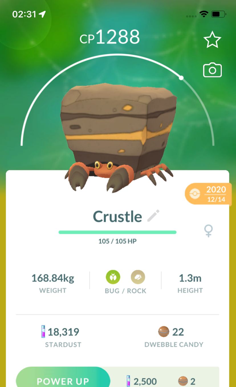Crustle 2020 (Guaranteed Lucky) - Pokemon GO Trade