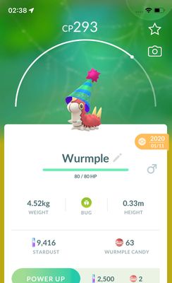 Wurmple with Party Hat 2020 (Guaranteed Lucky) - Pokemon GO Trade